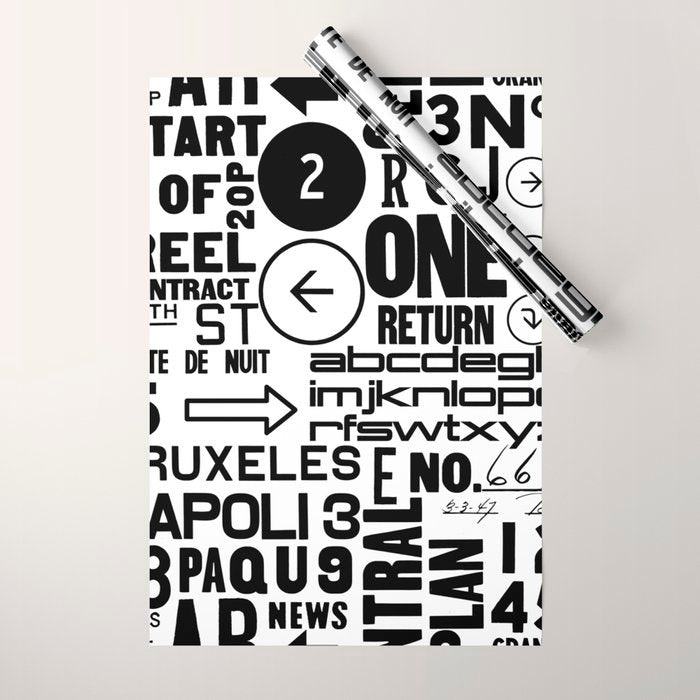 Urban Typography Black And White  Wrapping Paper Gallery Image 1