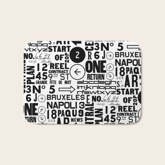Urban Typography Black And White  Bath Mat Gallery Image 1