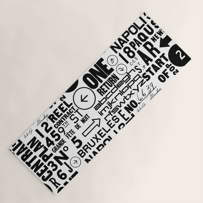 Urban Typography Black And White  Yoga Mat Gallery Image 1