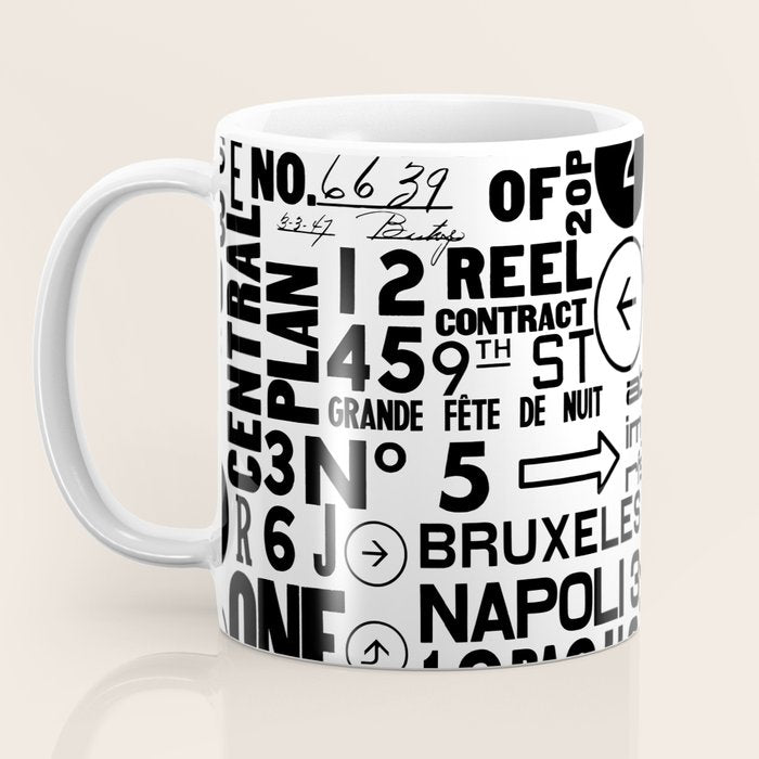 Urban Typography Black And White  Coffee Mug Gallery Image 3