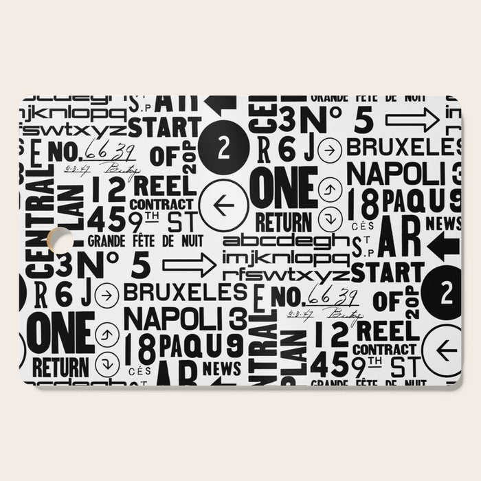 Urban Typography Black And White  Cutting Board Gallery Image 1