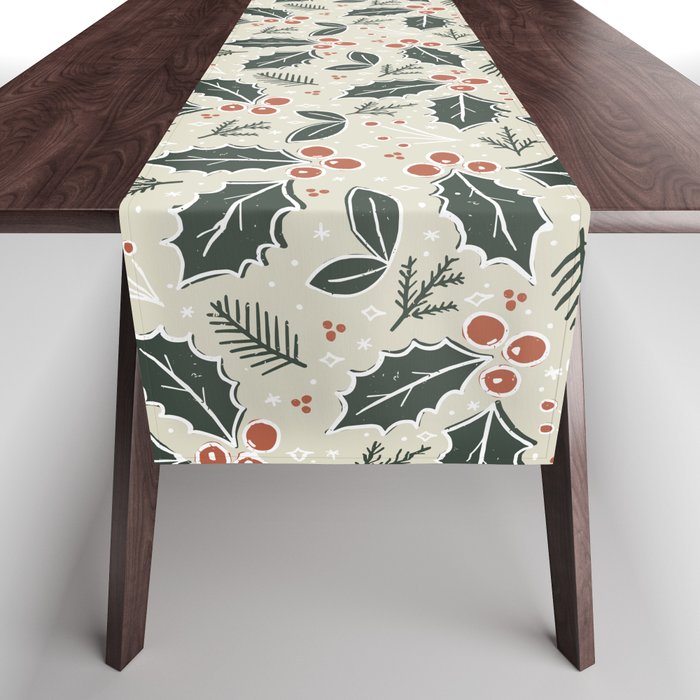 Holly Days . Neutral Table Runner Gallery Image 1