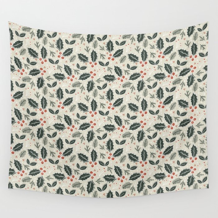 Holly Days . Neutral Wall Tapestry Gallery Image 4