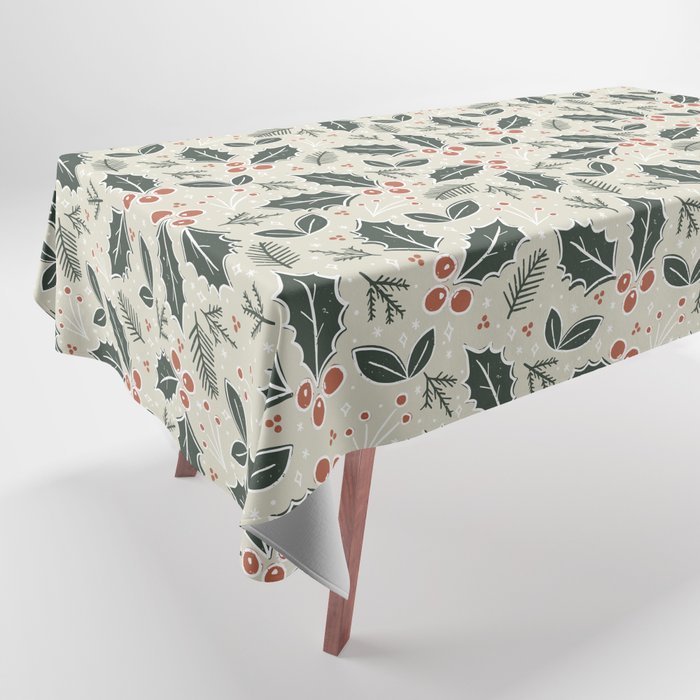Holly Days . Neutral Tablecloth Gallery Image 1