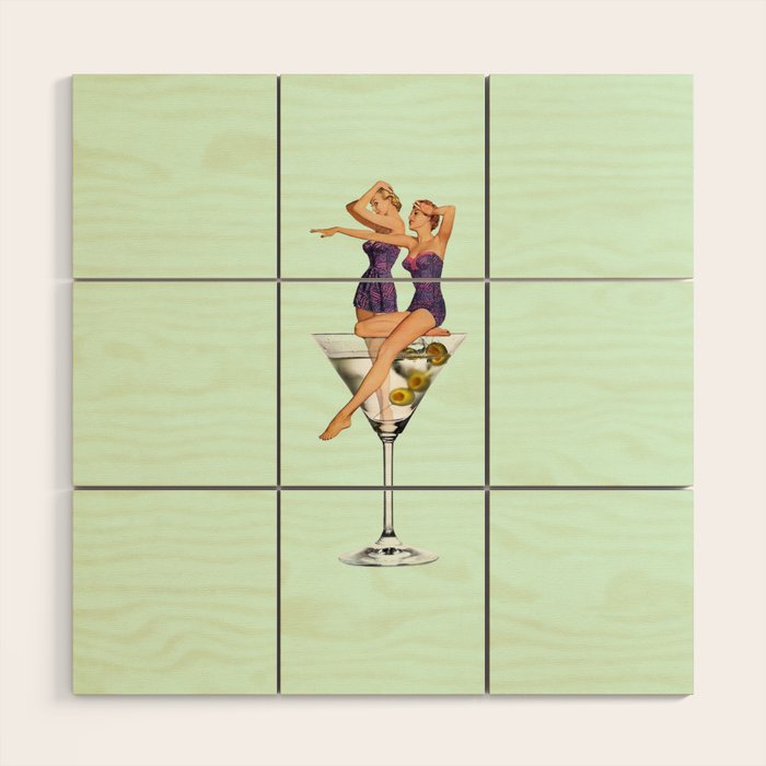 girls night green Wood Wall Art Gallery Image 1