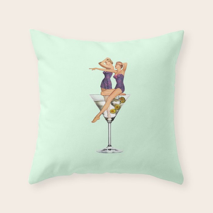 girls night green Throw Pillow Gallery Image 6