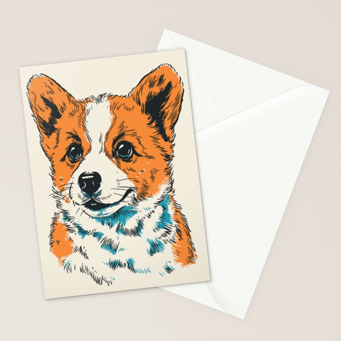 Cute Welsh Corgi Puppy Portrait Stationery Card Gallery Image 2