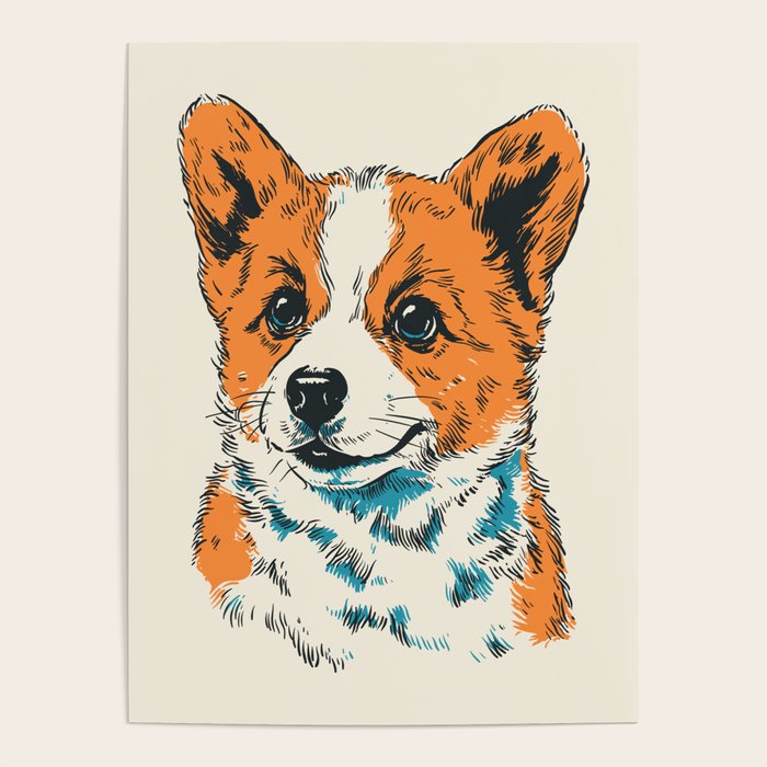 Cute Welsh Corgi Puppy Portrait Poster Gallery Image 4