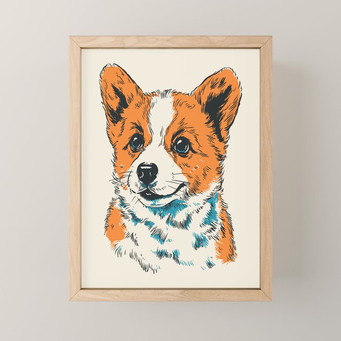 Cute Welsh Corgi Puppy Portrait Mini Art Print Gallery Image 1