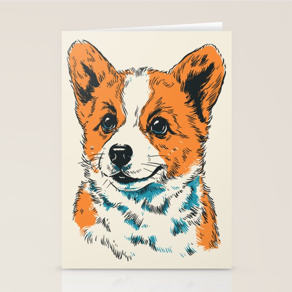 Cute Welsh Corgi Puppy Portrait Stationery Card Gallery Image 1