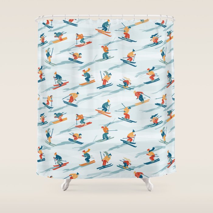 Retro Sportive Ski alpine light Shower Curtain Gallery Image 1