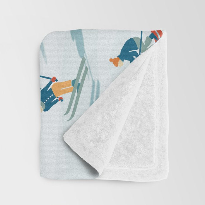 Retro Sportive Ski alpine light Throw Blanket Gallery Image 3