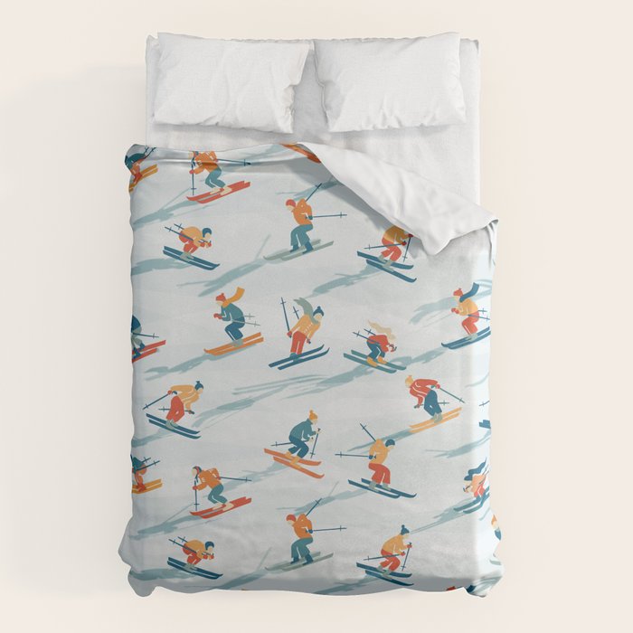 Retro Sportive Ski alpine light Duvet Cover Gallery Image 1