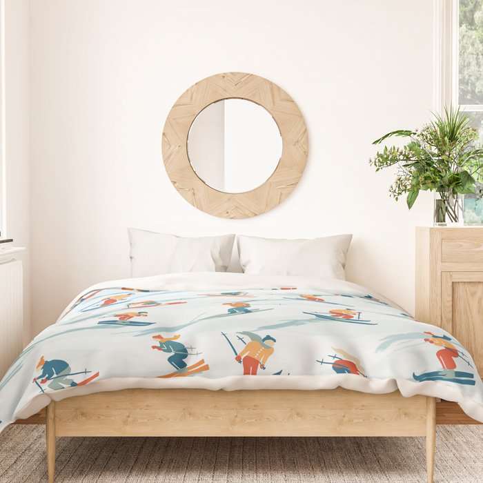 Retro Sportive Ski alpine light Duvet Cover Gallery Image 3