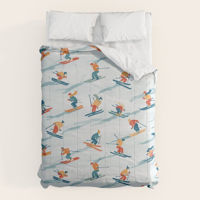 Retro Sportive Ski alpine light Comforter Gallery Image 6