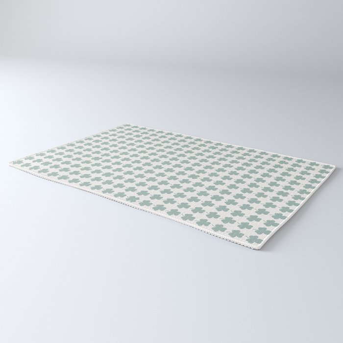 Clovers XXIX Teal Green Botanical Pattern Rug Gallery Image 3