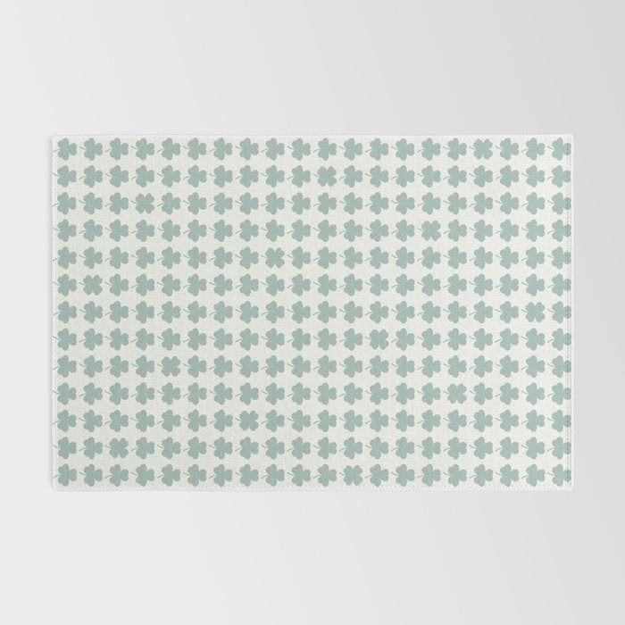 Clovers XXIX Teal Green Botanical Pattern Rug Gallery Image 2