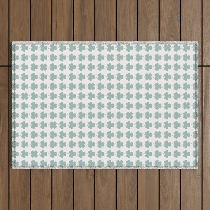 Clovers XXIX Teal Green Botanical Pattern Outdoor Rug Gallery Image 1