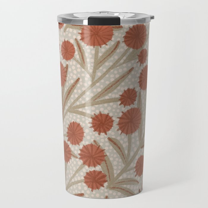 Summer Garden / Red & Dark Beige Travel Mug Gallery Image 1