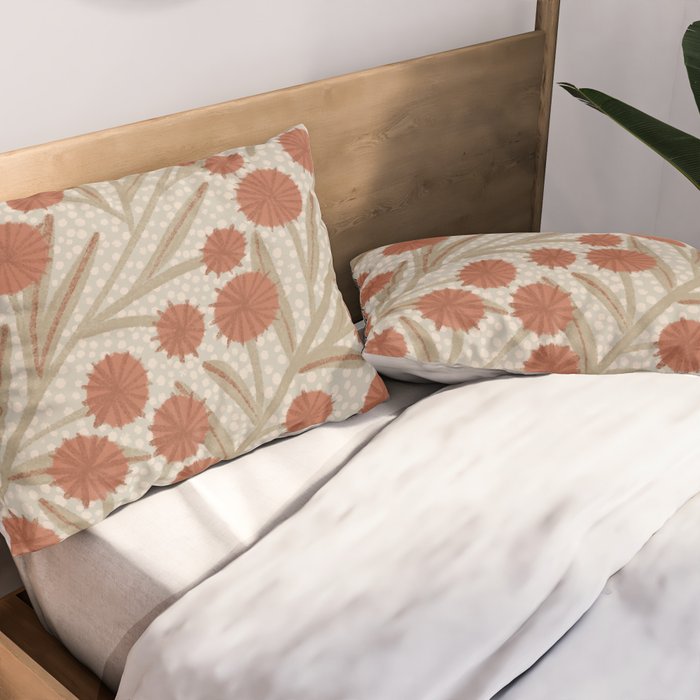 Summer Garden / Red & Dark Beige Pillow Sham Gallery Image 2
