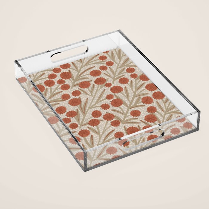Summer Garden / Red & Dark Beige Acrylic Tray Gallery Image 1