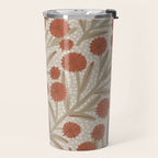 Summer Garden / Red & Dark Beige Travel Mug Gallery Image 2