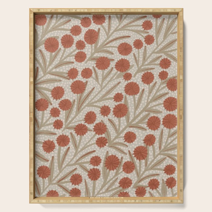 Summer Garden / Red & Dark Beige Serving Tray Gallery Image 1