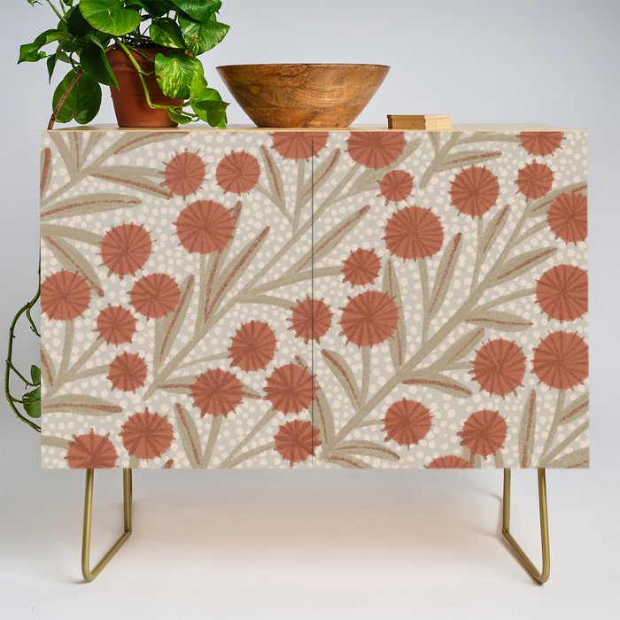 Summer Garden / Red & Dark Beige Credenza Gallery Image 1