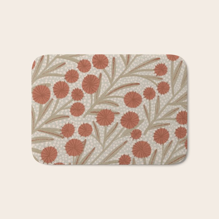 Summer Garden / Red & Dark Beige Bath Mat Gallery Image 1