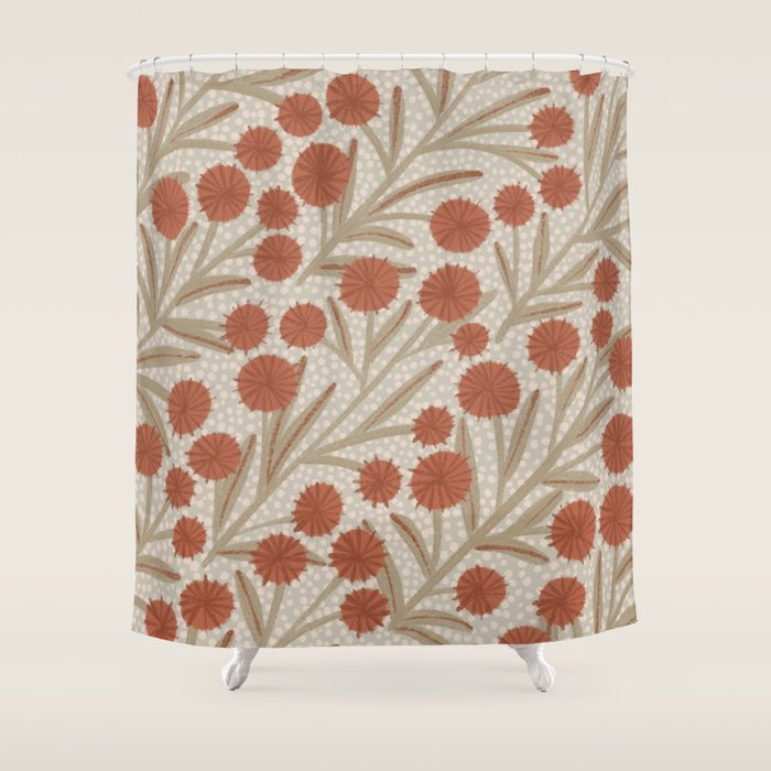 Summer Garden / Red & Dark Beige Shower Curtain Gallery Image 1