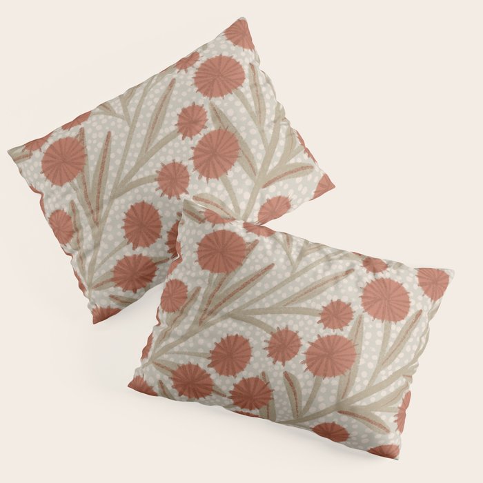 Summer Garden / Red & Dark Beige Pillow Sham Gallery Image 1