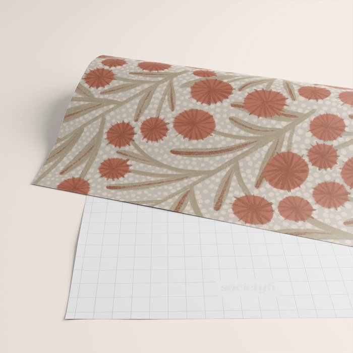 Summer Garden / Red & Dark Beige Wrapping Paper Gallery Image 2