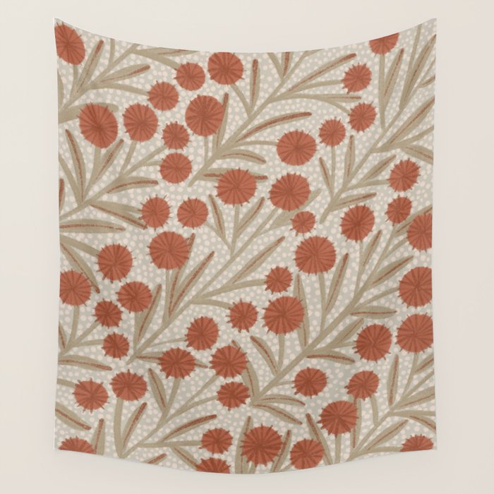 Summer Garden / Red & Dark Beige Wall Tapestry Gallery Image 4