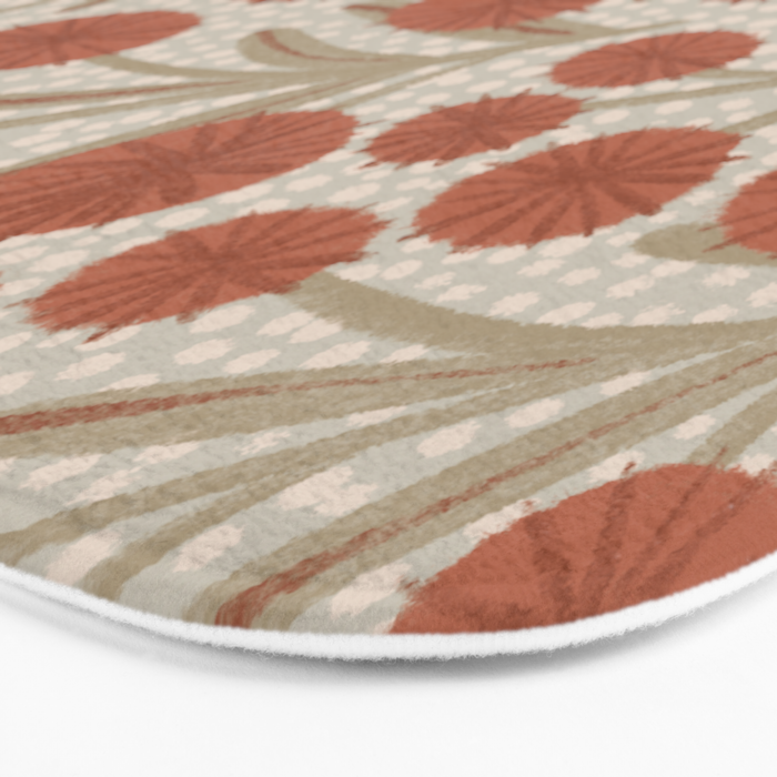 Summer Garden / Red & Dark Beige Bath Mat Gallery Image 3