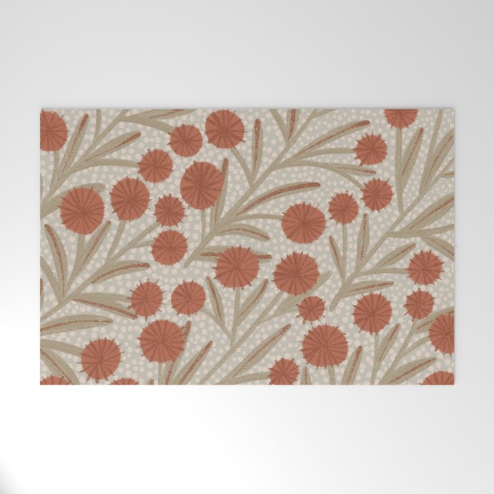 Summer Garden / Red & Dark Beige Welcome Mat Gallery Image 1