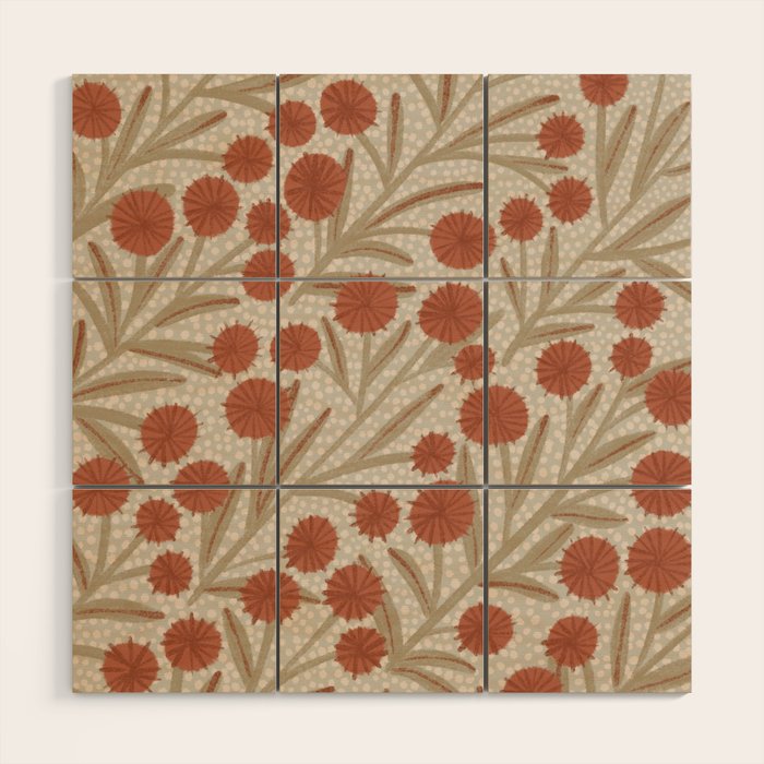 Summer Garden / Red & Dark Beige Wood Wall Art Gallery Image 1