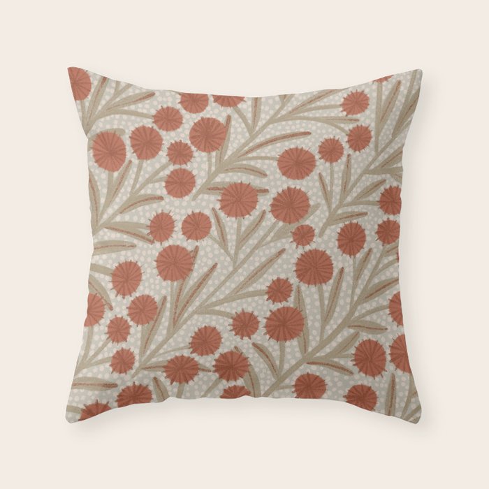 Summer Garden / Red & Dark Beige Throw Pillow Gallery Image 6