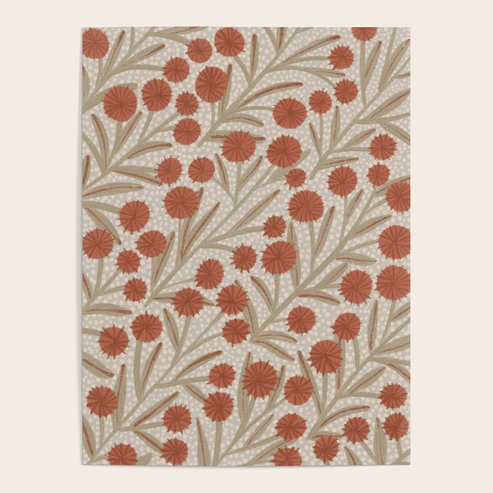 Summer Garden / Red & Dark Beige Poster Gallery Image 4