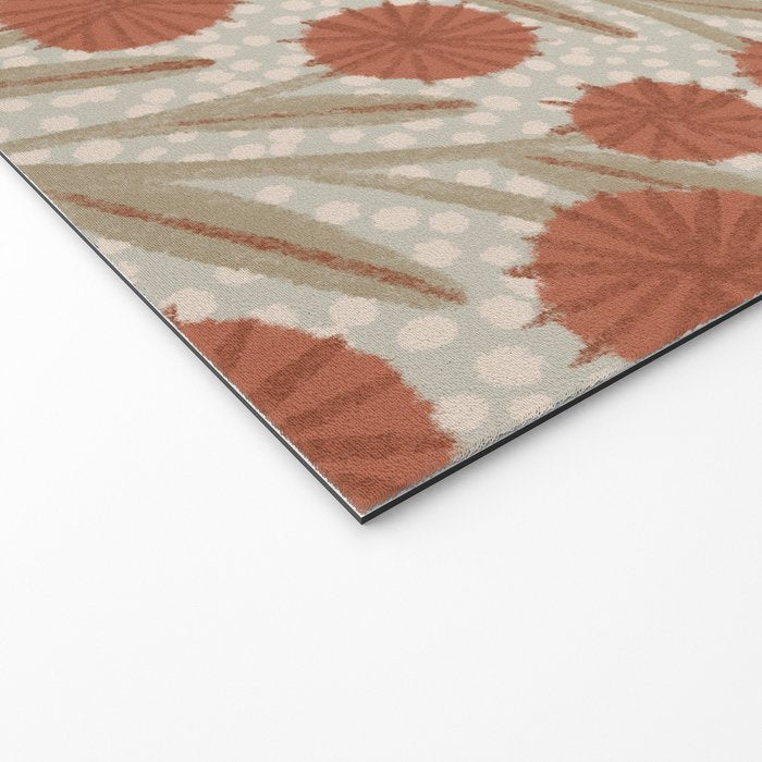 Summer Garden / Red & Dark Beige Welcome Mat Gallery Image 2