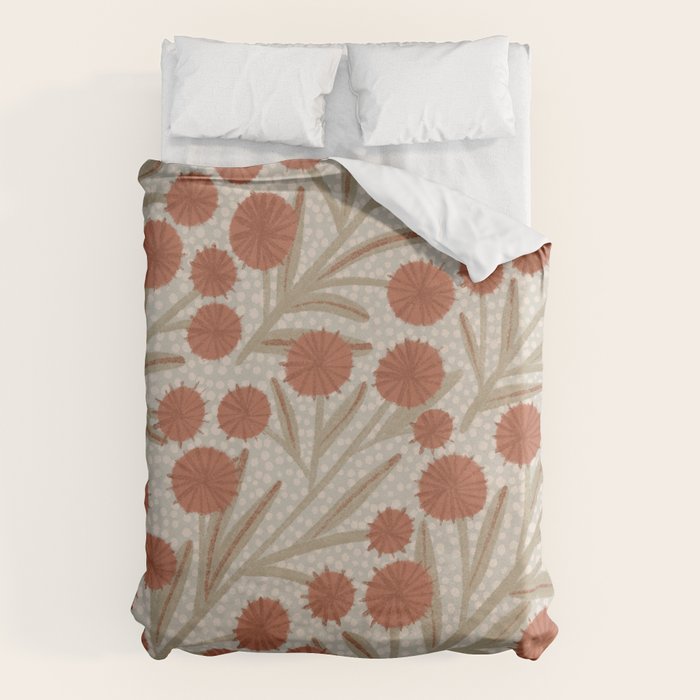 Summer Garden / Red & Dark Beige Duvet Cover Gallery Image 1