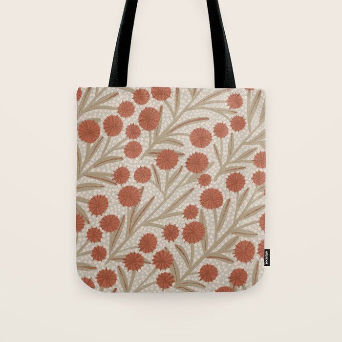 Summer Garden / Red & Dark Beige Tote Bag Gallery Image 1