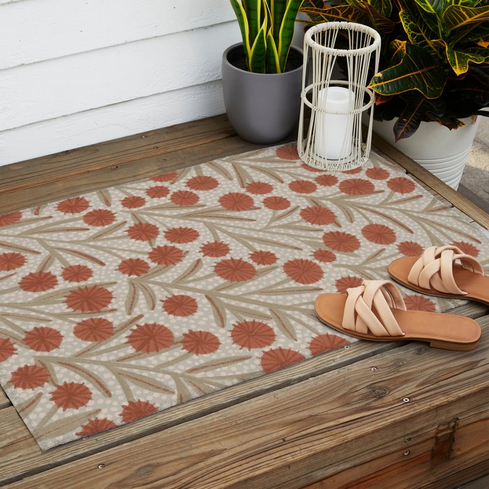Summer Garden / Red & Dark Beige Outdoor Rug Gallery Image 2