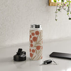 Summer Garden / Red & Dark Beige Water Bottle Gallery Image 4