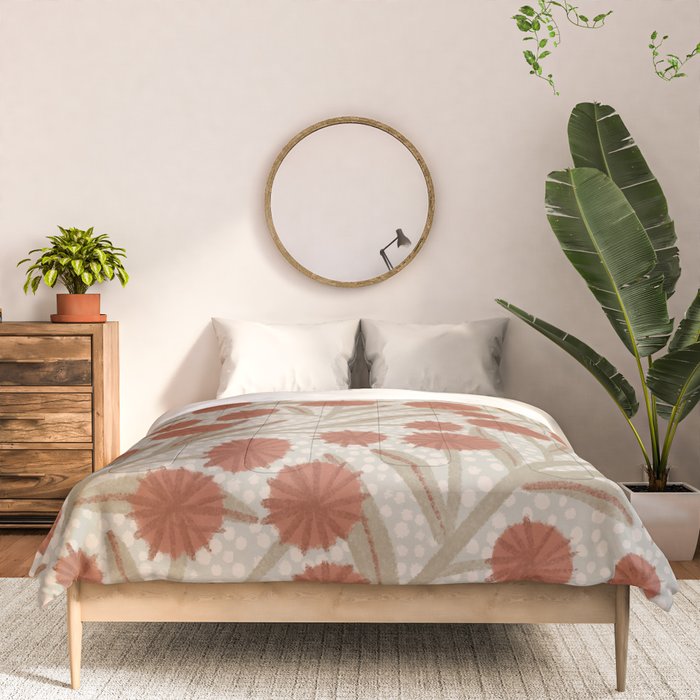 Summer Garden / Red & Dark Beige Comforter Gallery Image 3