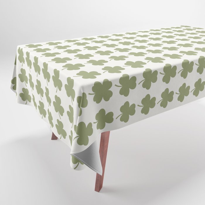 Clovers XXVII Natural Green Botanical Pattern Tablecloth Gallery Image 1