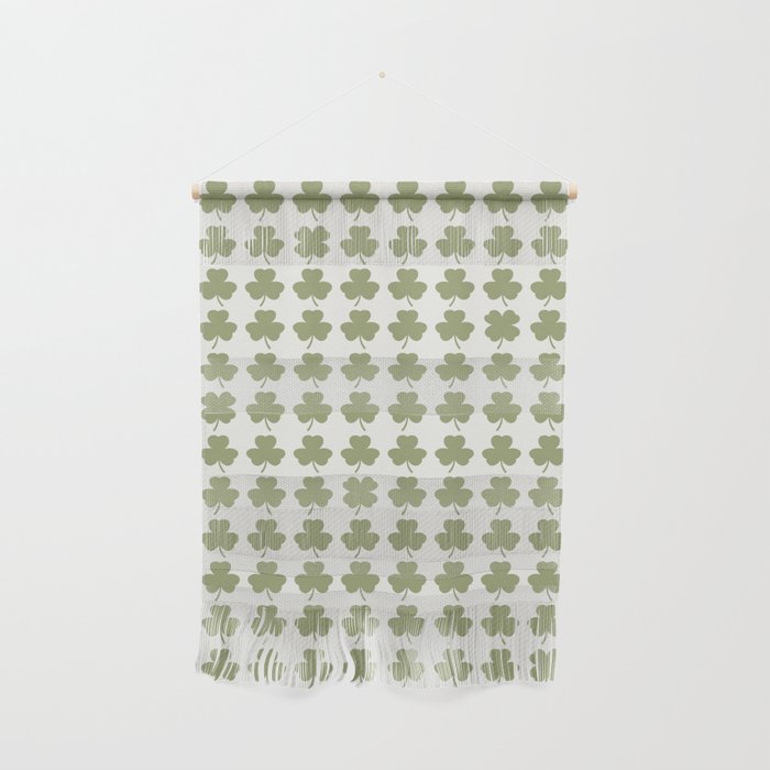 Clovers XXVII Natural Green Botanical Pattern Wall Hanging Gallery Image 1