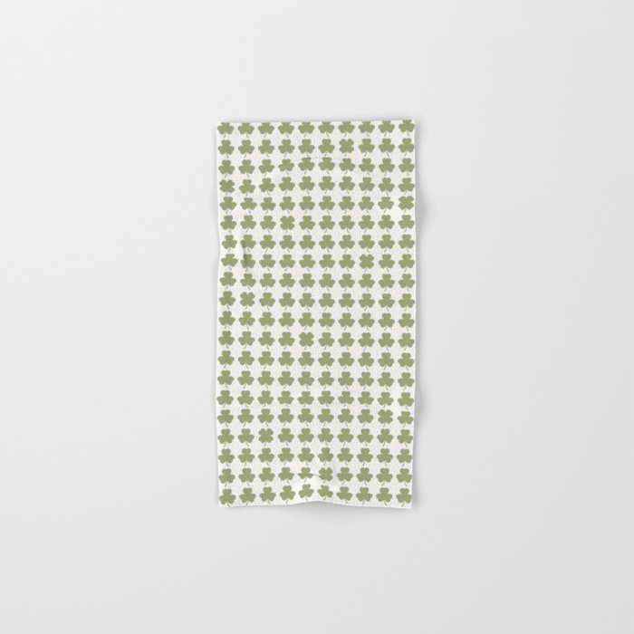 Clovers XXVII Natural Green Botanical Pattern Bath Towel Gallery Image 1