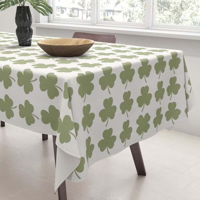 Clovers XXVII Natural Green Botanical Pattern Tablecloth Gallery Image 3