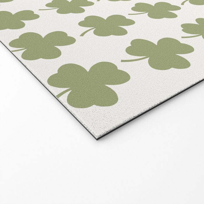 Clovers XXVII Natural Green Botanical Pattern Welcome Mat Gallery Image 2