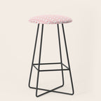 Cottage Stripes and Flowers Pattern in Pastel Pink and White Stool Gallery Image 1